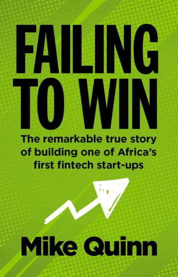 green book cover with spotted background, with bold black text 'failing to win' by Mike Quinn